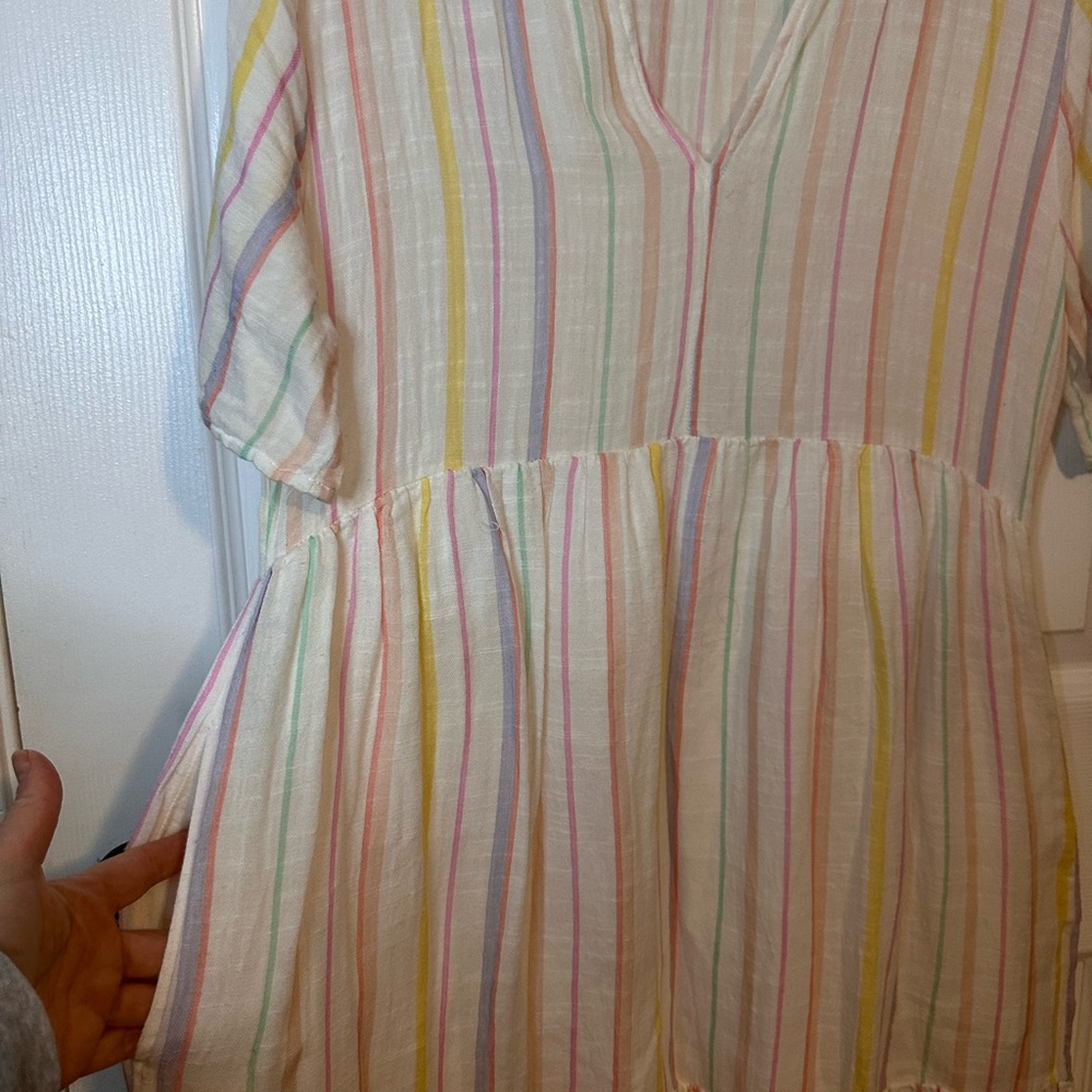 Lucky Brand Pastel Striped V-Neck Top - Picture 3 of 6